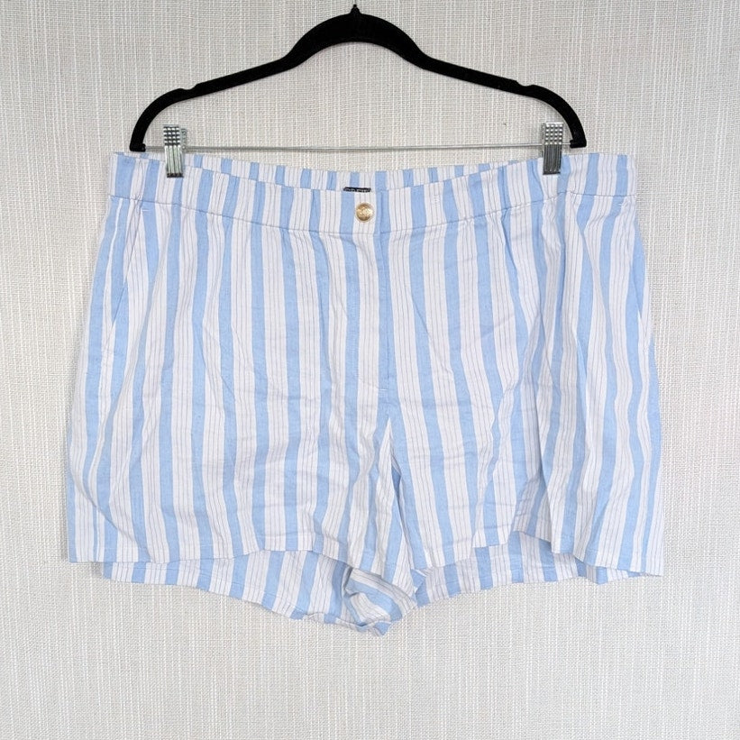J.Crew Linen-viscose Blend Mini Short in Stripe BZ997 Womens 2XL Blue White
