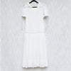 Dôen Doen Fiore Dress Womens L White Cotton Short Sleeve Romantic Ruffle Midi