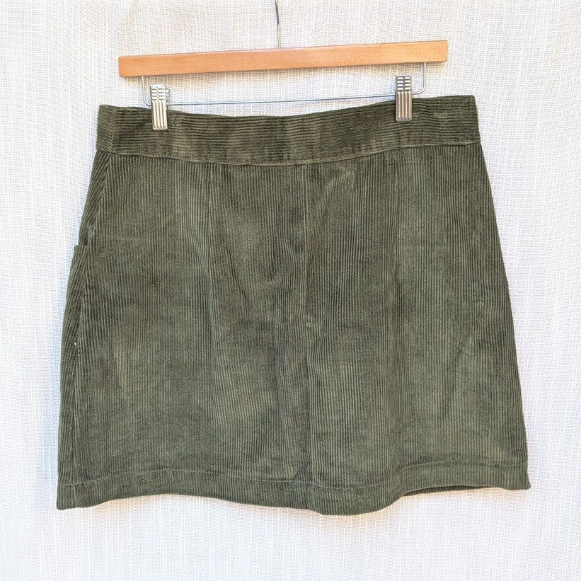 Ted Baker Omarah Cord Green High Waist A-line Mini Skirt, size 4/US10/L