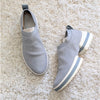 Stuart Weitzman SW-612 Light Gray/Blue Suede Sock Slip-On Sneakers, size 7.5B