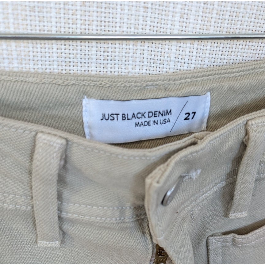 Just Black Denim Nautical Wide Leg Jeans Green Gray Patch Pockets Size 27