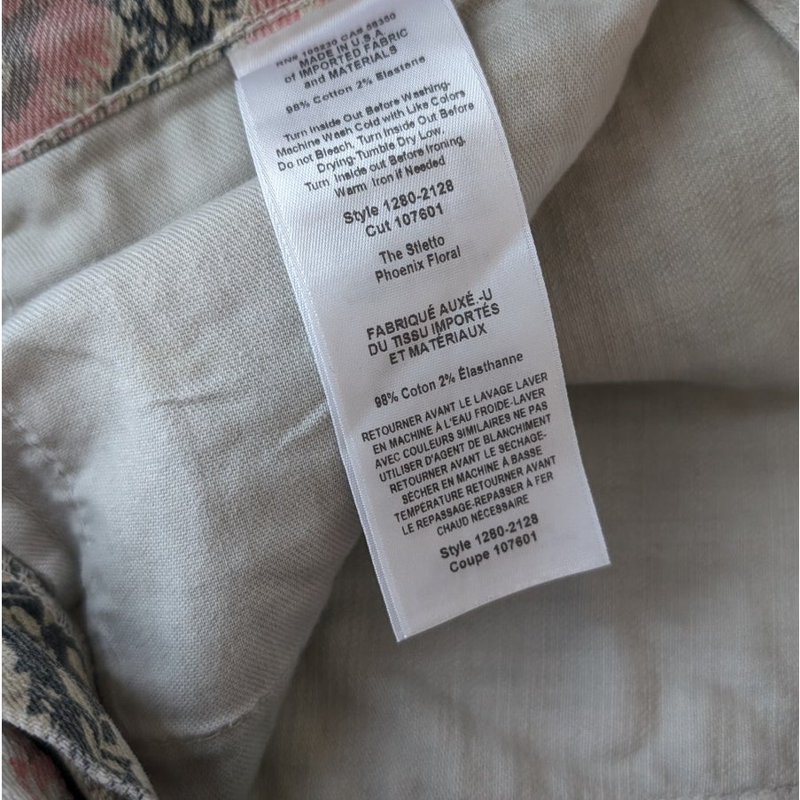 Anthropologie Current/Elliott The Stiletto Mid-Rise Skinny Cropped Jeans, sz 28