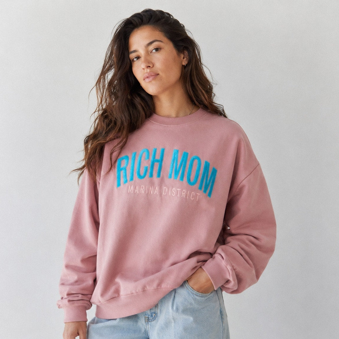 Rich Mom Marina District Limited Crewneck Fleece Oversized Sweatshirt, size S