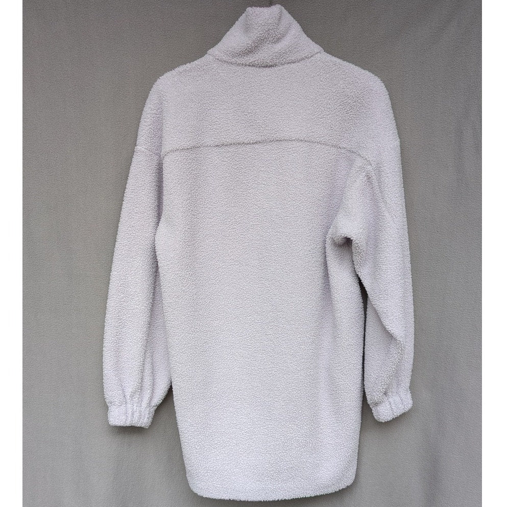 COS Lilac Teddy Fleece Oversized Long Sleeve Zip High Neck Tunic Dress, size XS
