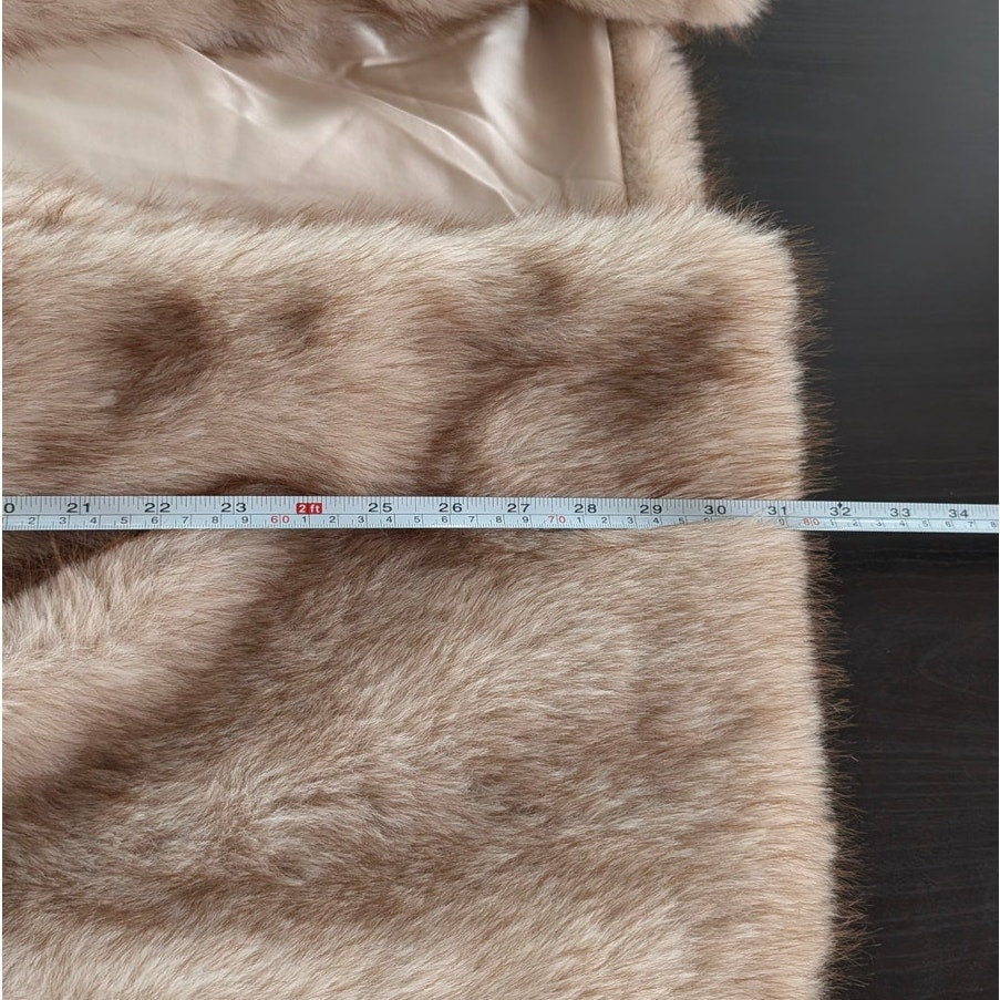 NWT JLuxLabel Ivory/Brown Soft Season Faux Fur Coat, size L/XL