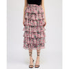 En Saison Lyra Tiered Midi Skirt Womens S Pink Floral Print High-rise Bohemian