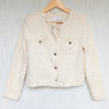 Mango MNG Tweed Lady Jacket Womens S Cream Cropped Long Sleeve