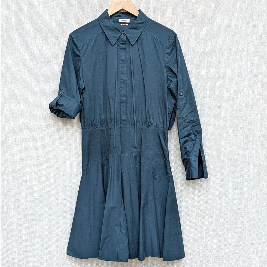 Jason Wu Dress Womens 8 Teal Poplin Long Sleeve Shirt Syle Mini NWOT