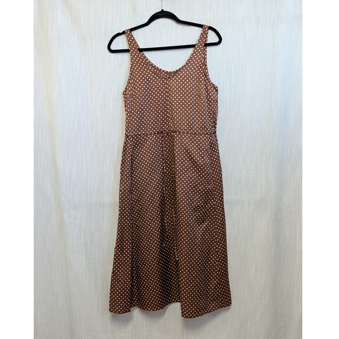 Raquel Allegra Brown White Polka Dot Silk Cotton Midi Dress Size 0