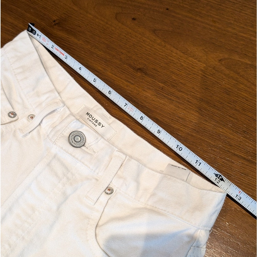 Moussy Vintage White Denim High-Waisted Ankle Jeans, Size 25