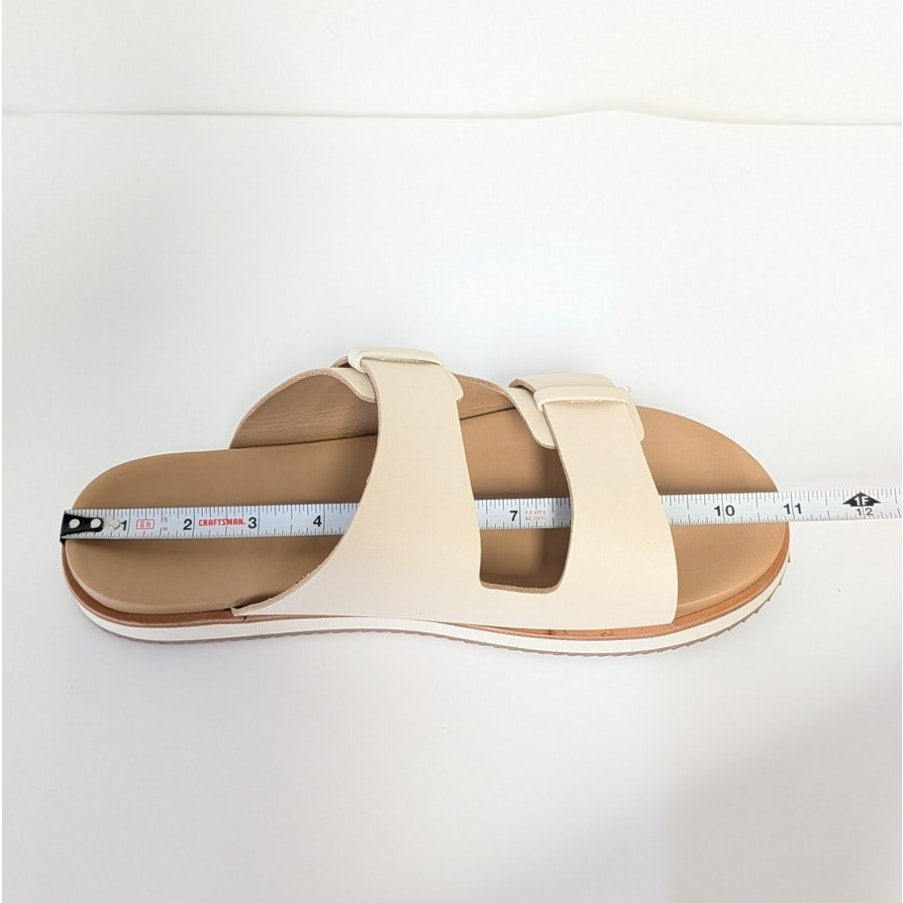 Nisolo Ella Flatform Slide Sandals Womens 11 Tan Bone Leather Slip On Straps EVA