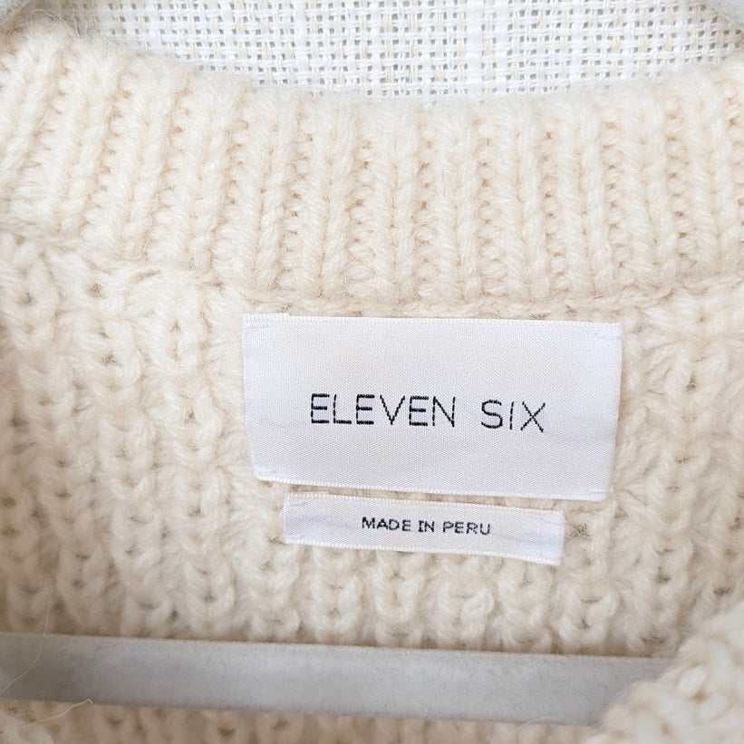 Eleven Six Nyla Sweater Womens S Ivory Alpaca/Wool Knit Crewneck Long Sleeve