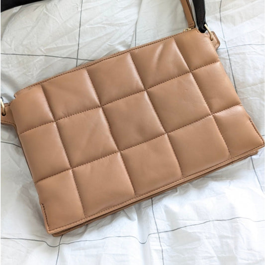 AllSaints Brown/Tan Sheringham Leather Quilted Shoulder Bag