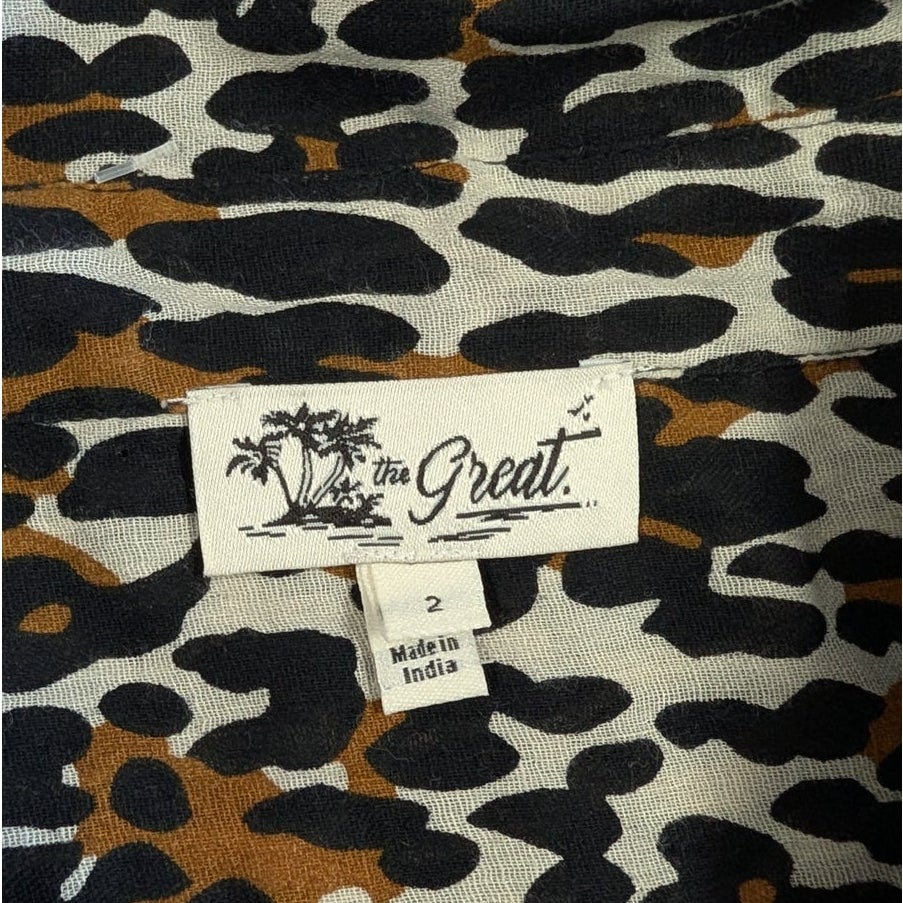 The Great The Cove Leopard Print Cotton Button-Down Shirt Size 2 M