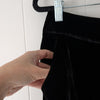 Swing Black Velvet Silk Blend Mid-rise Wide Leg Ankle Trousers Pants, size FR 40