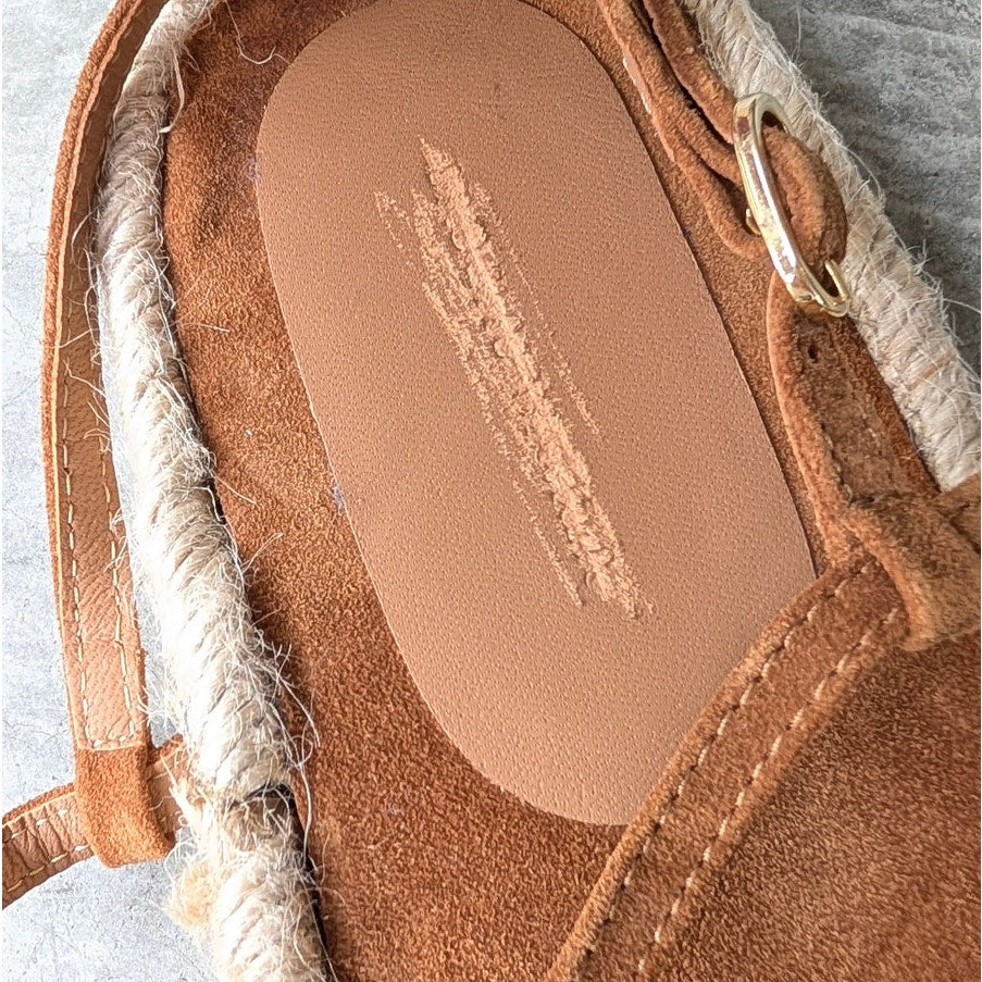 Brochu Walker Dawson Espadrille‎ Sandals Womens 10 Brown Strappy Suede Leather