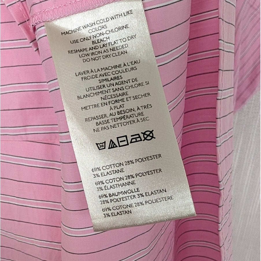 Maeve Sleeveless Fitted A-Line Midi Dress Womens M Pink Striped Pleated Detail