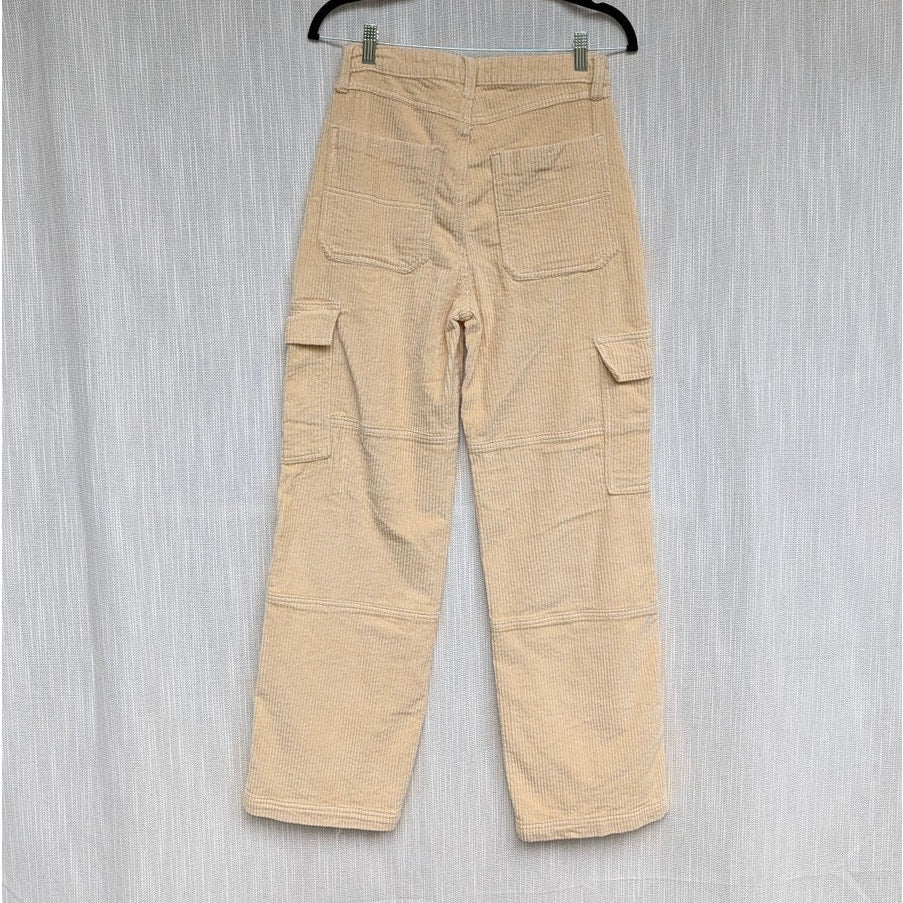 BP. Corduroy Cargo Pants Womens 26 Yellow High-rise Utility Wide Straight Leg