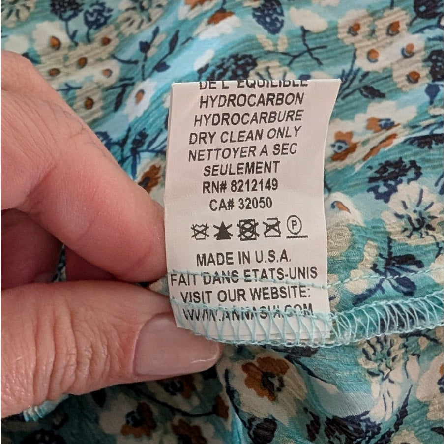 Anthropologie Anna Sui Forget Me Not Floral Silk Sleeveless Button Blouse, sz 2