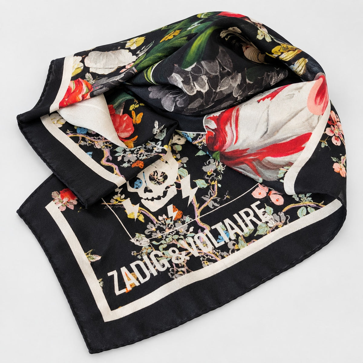 Zadig & Voltaire Floral Skull 100% Silk Scarf