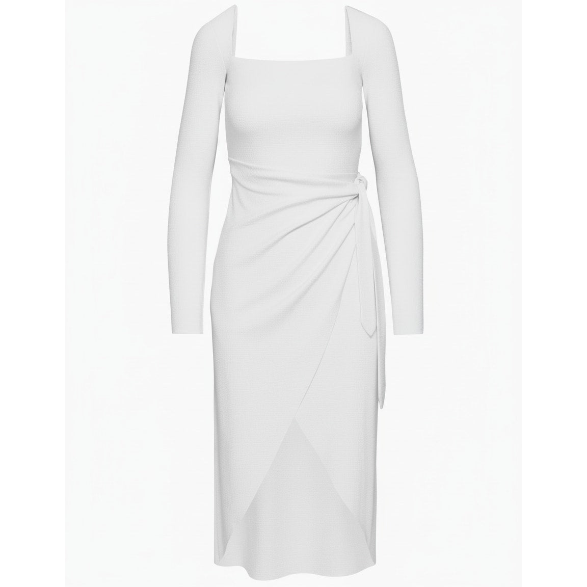 NWT Aritzia Wilfred Saturn Long Sleeve Frozen Gray Faux Wrap Midi Dress, size L