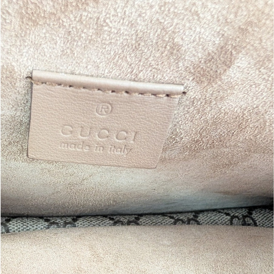 Gucci GG Dionysus Tiger Head  Canvas Shoulder Bag Womens Beige Logo Metal Chain