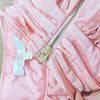 LoveShackFancy Roisen Skirt Womens 0 Pink Crinkled Taffeta A-line Mini
