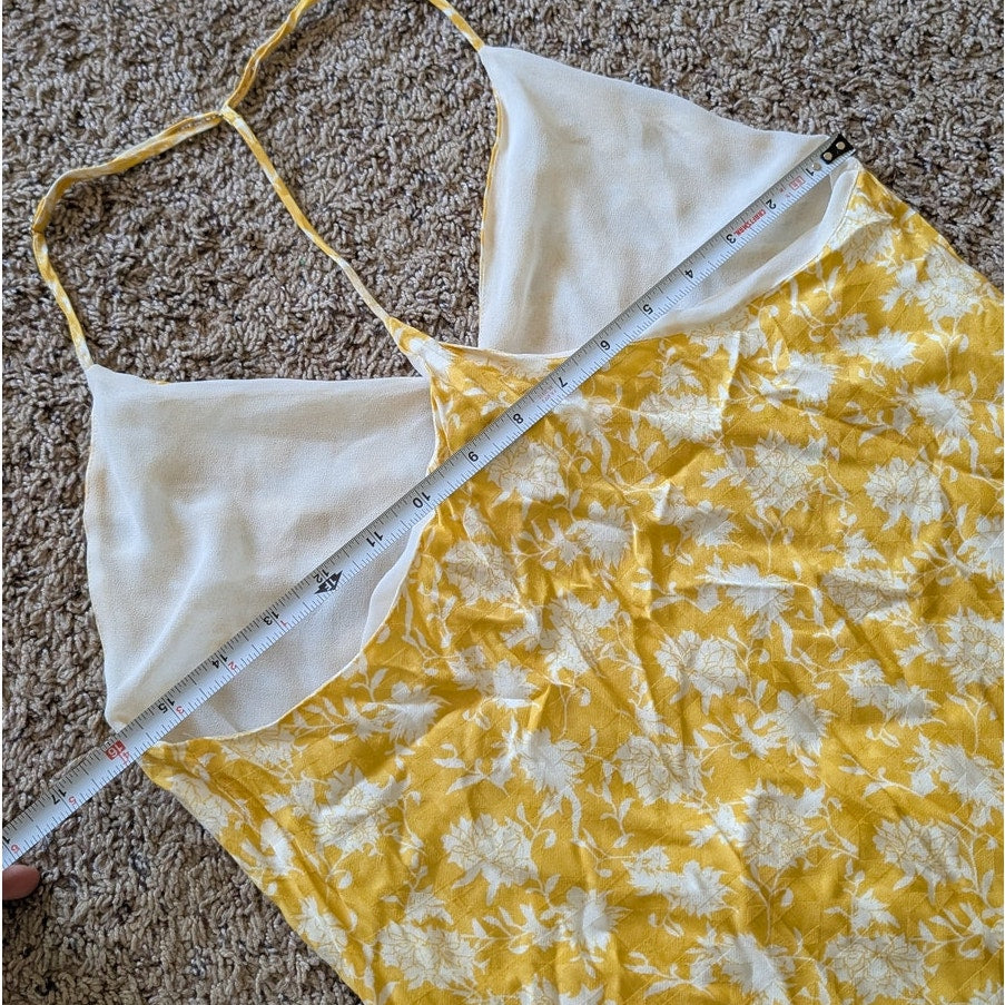 Rag & Bone T-back Floral-print Slip Midi Dress In Yellow, size 6