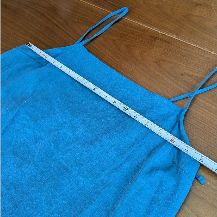 NWT Vitamin A Blue Linen Crepe Jade Mini Swim Cover Up Dress, size XL