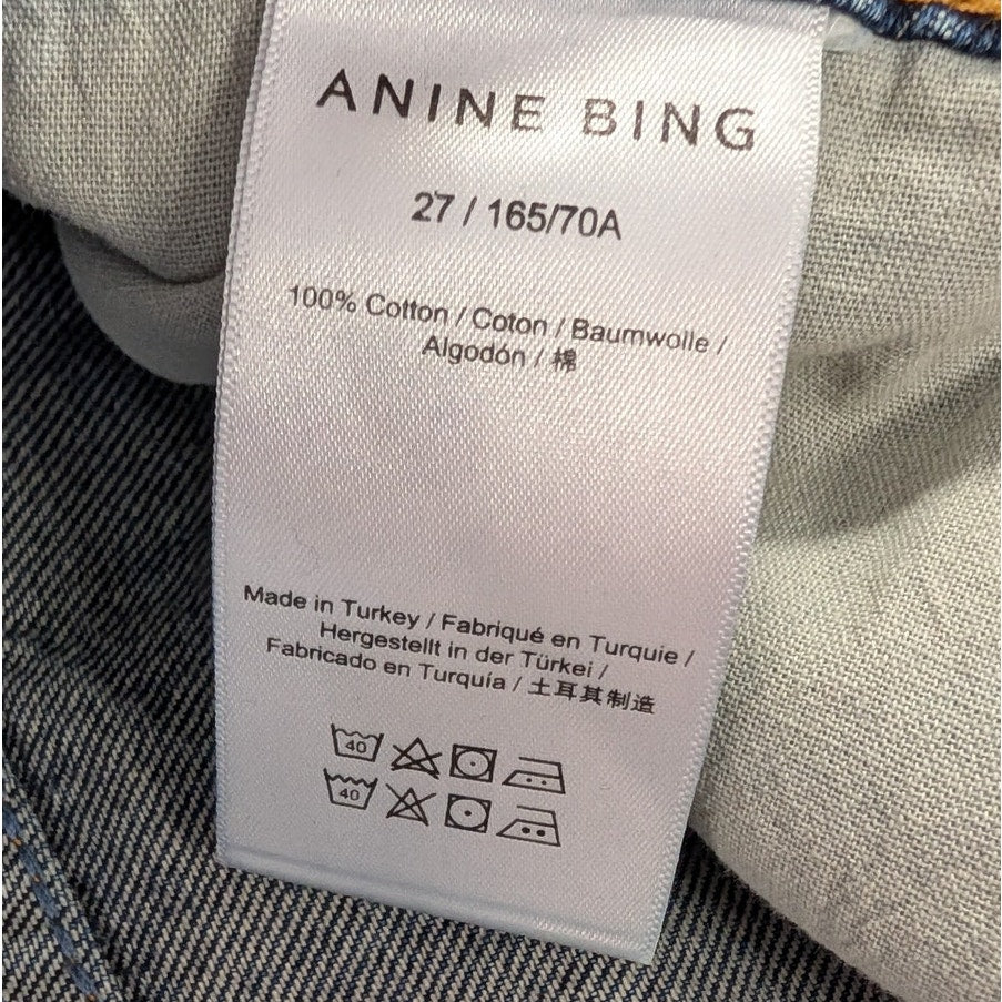 Anine Bing Brie Jeans Womens 27 Blue Denim High-rise Wide Leg