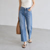 Reformation Natoma Blue Denim Distressed High-rise Straight Leg Jeans, size 25