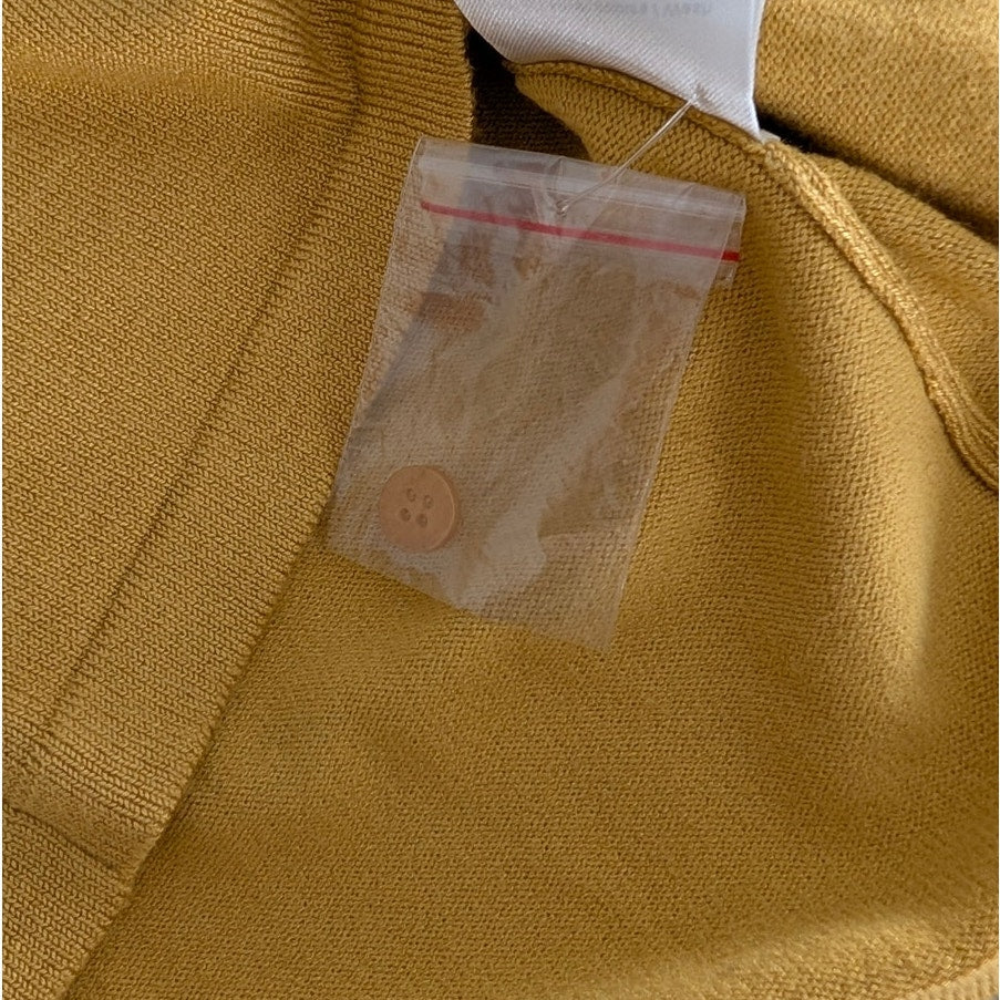 NWOT Saint Tropez Mila Mustard Yellow Round Neck Slim Button Cardigan, size XS