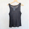 Anine Bing Eugene Tank Womens S Black Sleeveless Rib Jersey Semi-sheer