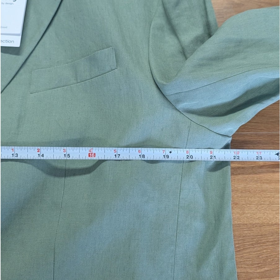 Theory Galena Boxy Oversized Linen Jacket Blazer Womens M/L Green Leaf NWT