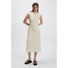Zara Dress Womens S Cream Tweed Cotton Sleeveless V-neck A-line Midi