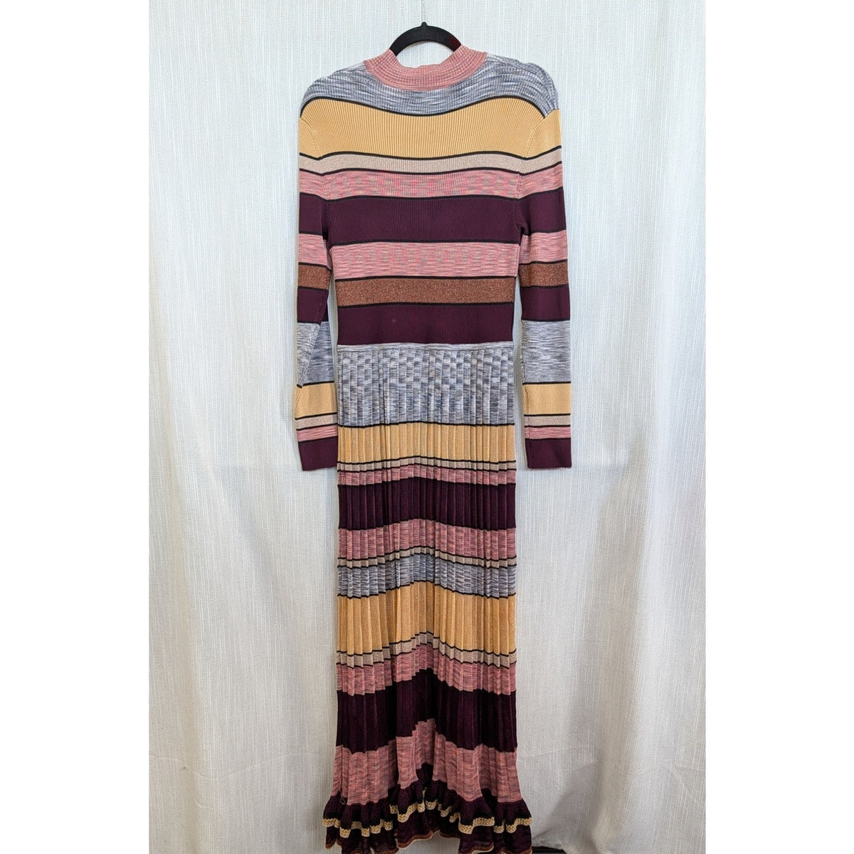 Ulla Johnson Evangeline Striped Metallic Knit Maxi Dress XL