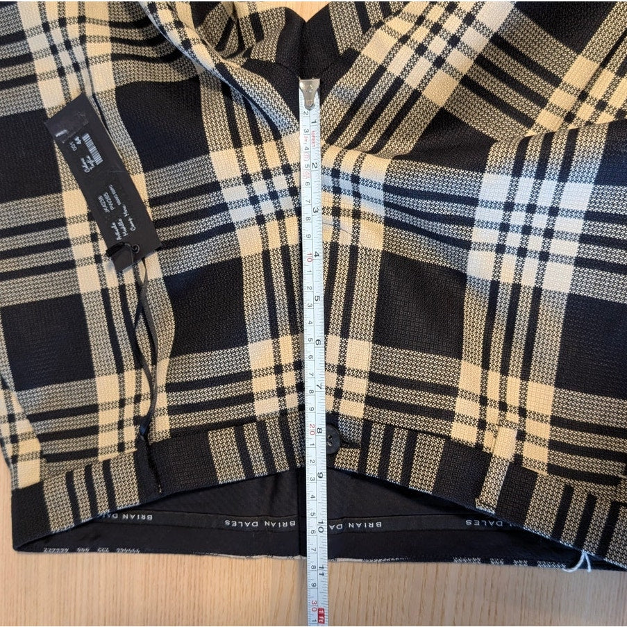 Brian Dales Pants Womens IT 44/M Black/Cream Check Plaid Wool Mid-rise Chino NWT