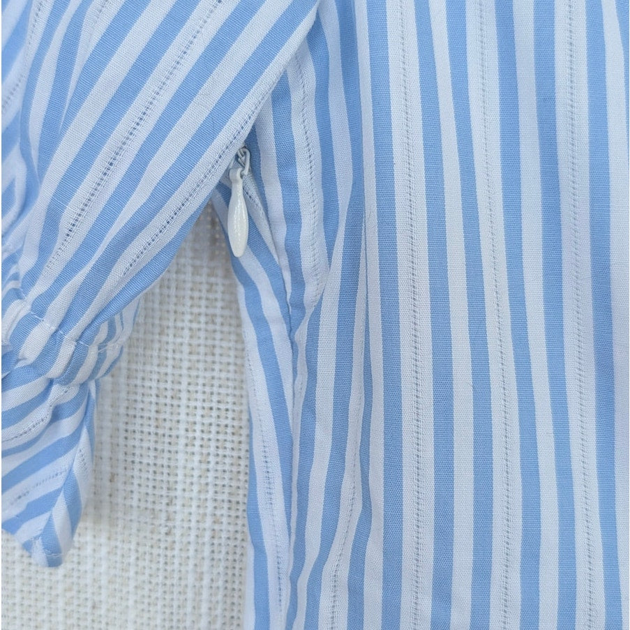 L'Academie Belize Mini Dress Womens XS Sky Striped Cotton Button Front Shirt