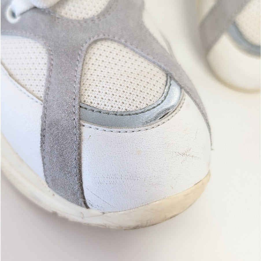 Prada 1E909L Leather Sneakers Womens EU39.5/US 9.5 White Low Top Striped