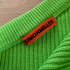 Simon Miller Zen Top Womens S Happy Green Knit Cotton One Shoulder Cropped Logo