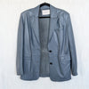 Common Leisure Power Blazer Suit Jacket Womens S Gray Blue Leather Oversized