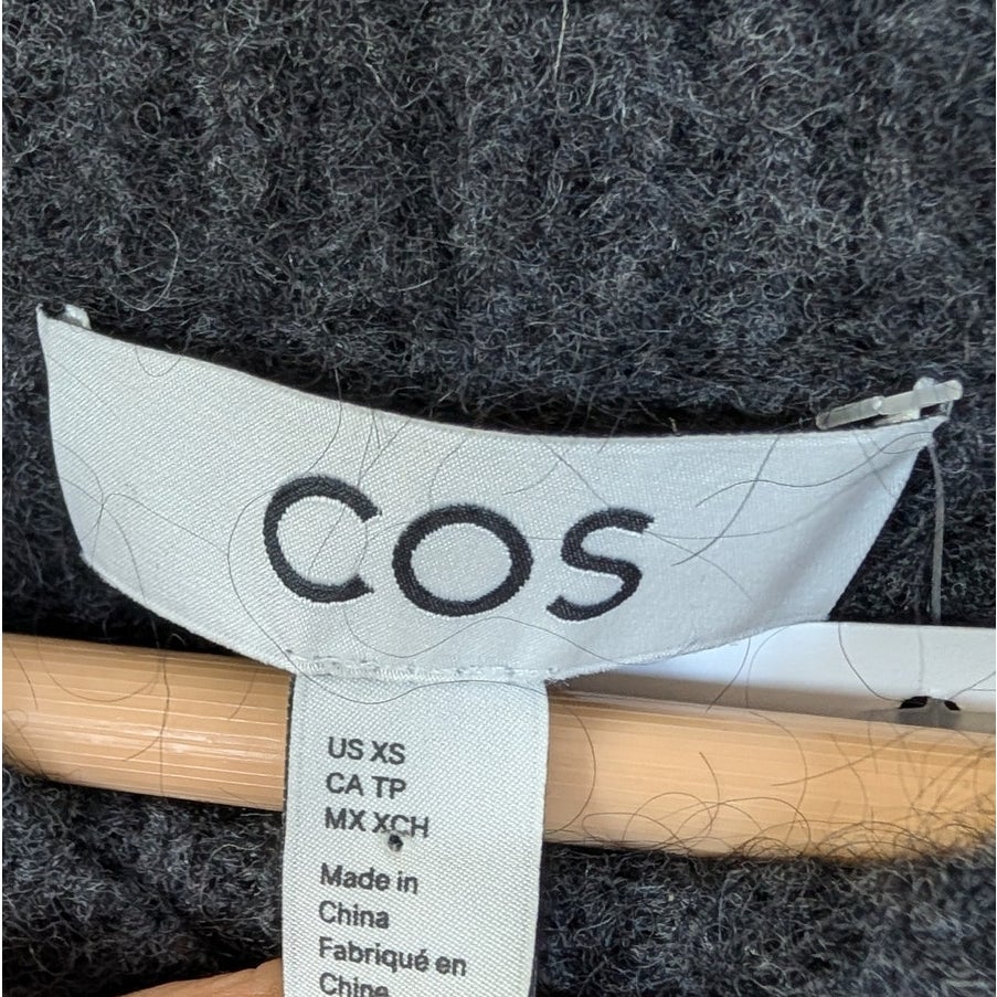 COS Charcoal Striped Alpaca Wool Blend Crewneck Long Sleeve Relaxed Sweater XS