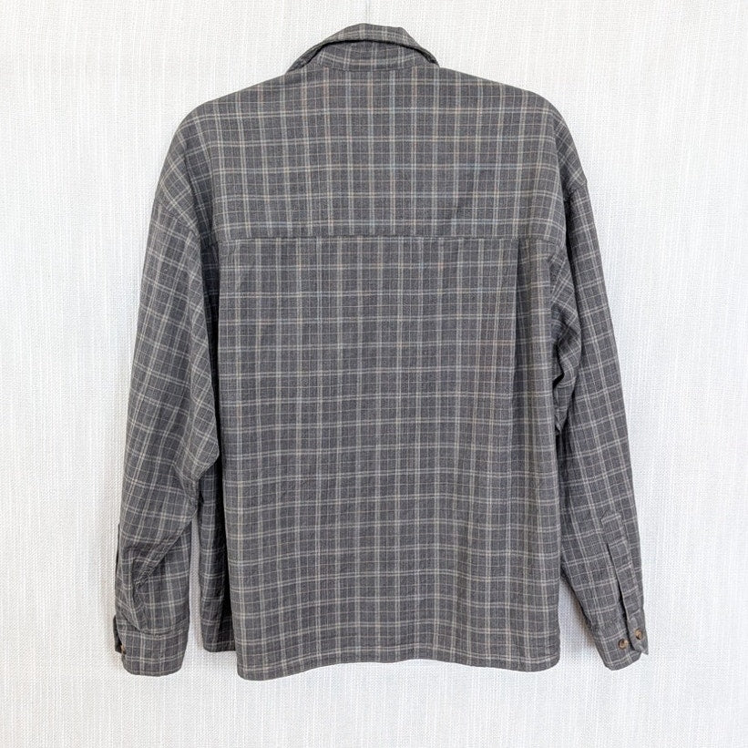 Deiji Studios Wool Check Shirt in Everyday Check Women's XS Gray Plaid Oversized