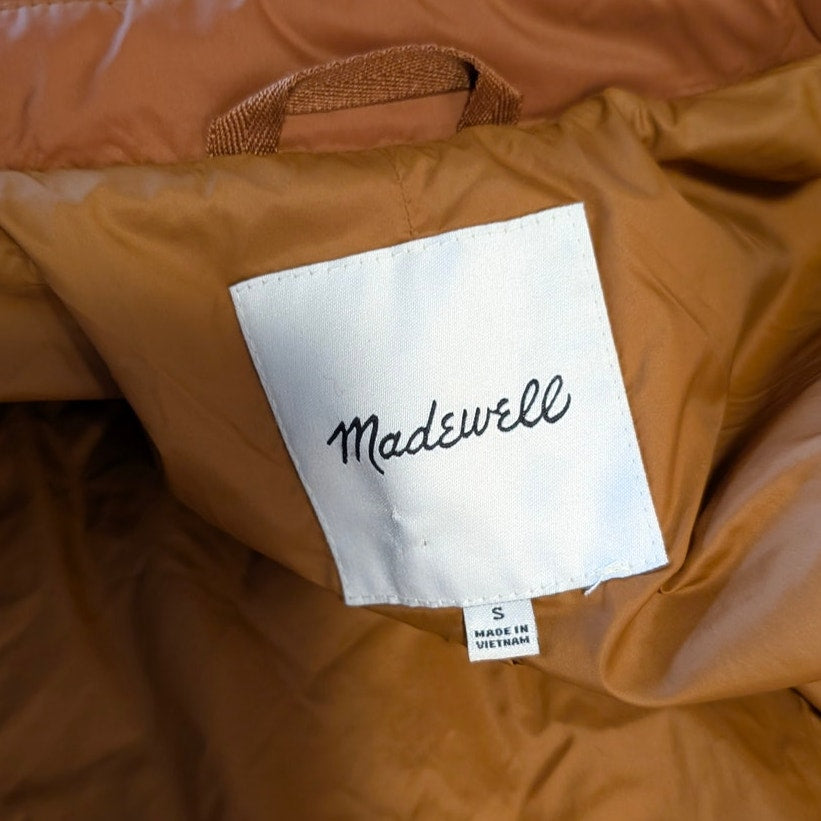 Madewell Airpuff Shirt Jacket Womens S Brown Oversized Quilted Button Front