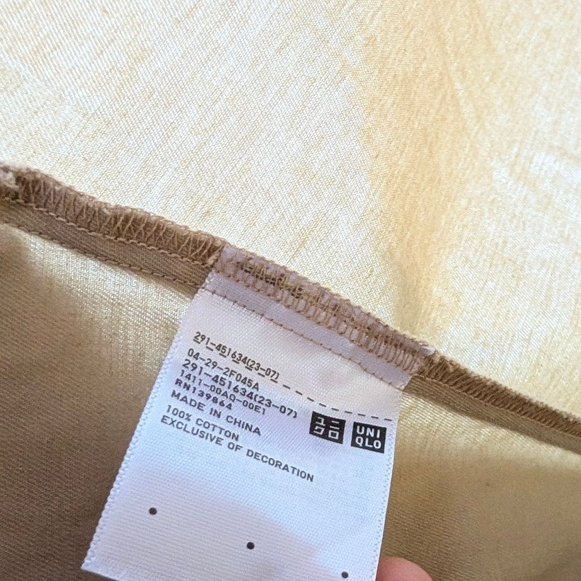 JW Anderson x Uniqlo Shirt Dress Womens S Beige Cotton Drawstring Waist Casual