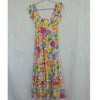 Aqua Floral Maxi Dress Womens 2XL Multi Sleeveless Tiered Tie Cutout Back Midi