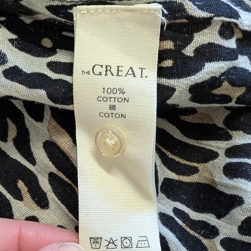 The Great The Cove Leopard Print Cotton Button-Down Shirt Size 2 M