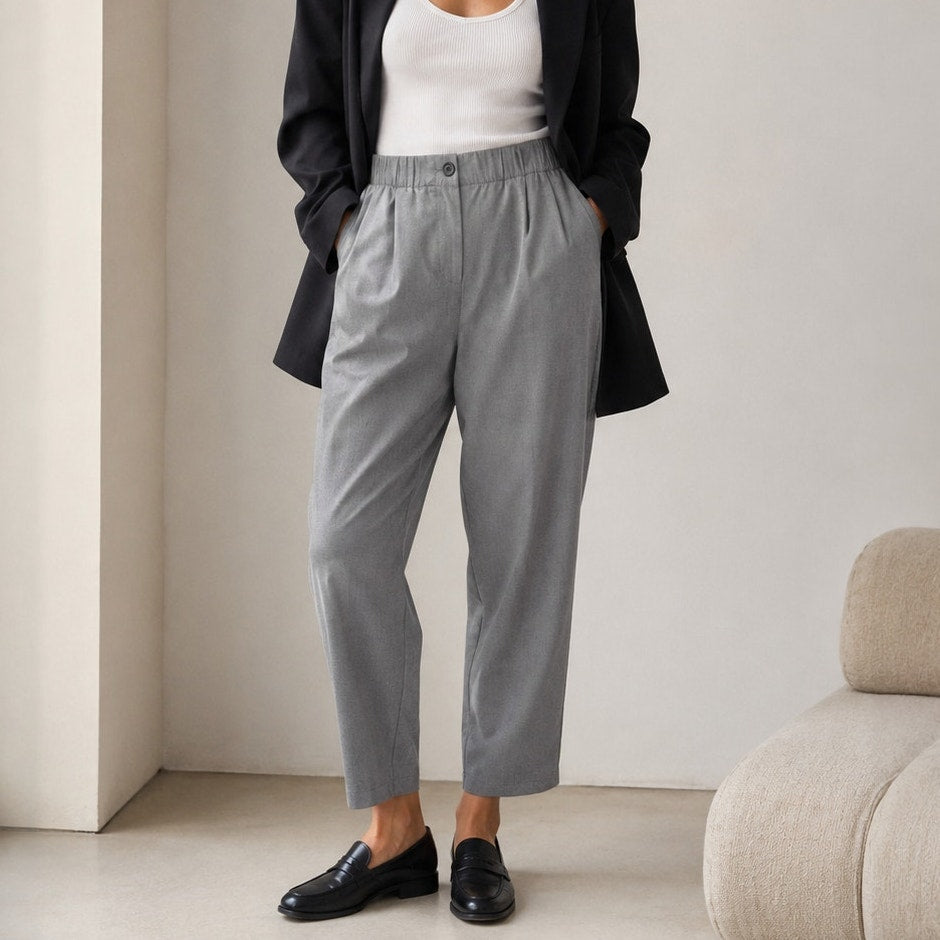 Zara Trousers Womens S Gray High-rise Cropped Dress Chino Pants