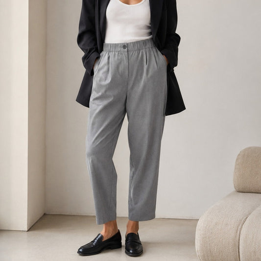 Zara Trousers Womens S Gray High-rise Cropped Dress Chino Pants