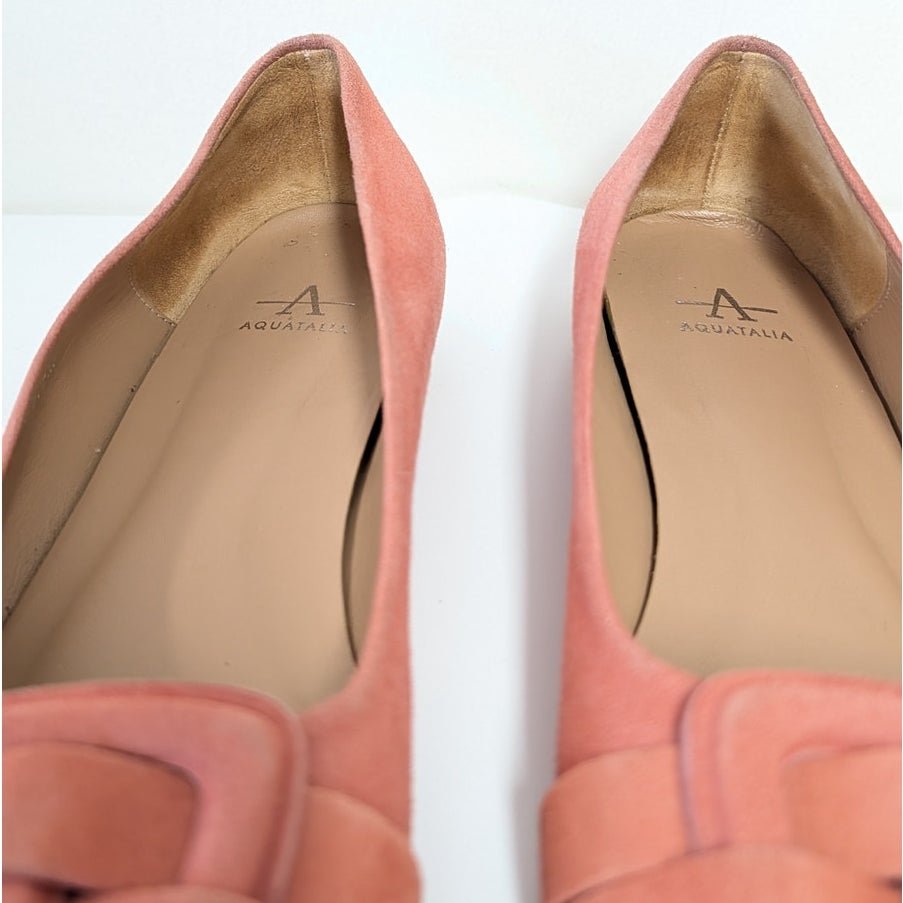 Aquatalia Jojo Dusty Pink Suede Leather Pointed Toe Flats Shoes Womens 9.5M